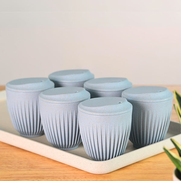 Retro Cup 250 ml Set of 6 | Earth Friendly Unbreakable Cups Made with Rice Husk & Bamboo Fibers