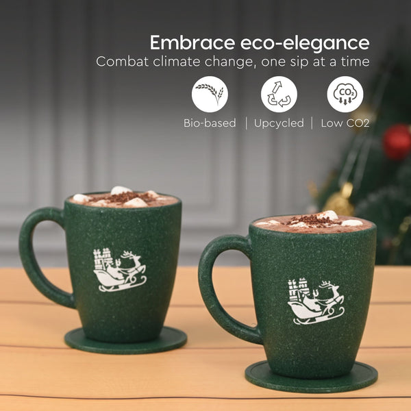 Earth Friendly Christmas Gifts For Family & Friends | Printed Mug and Coasters Set of 2