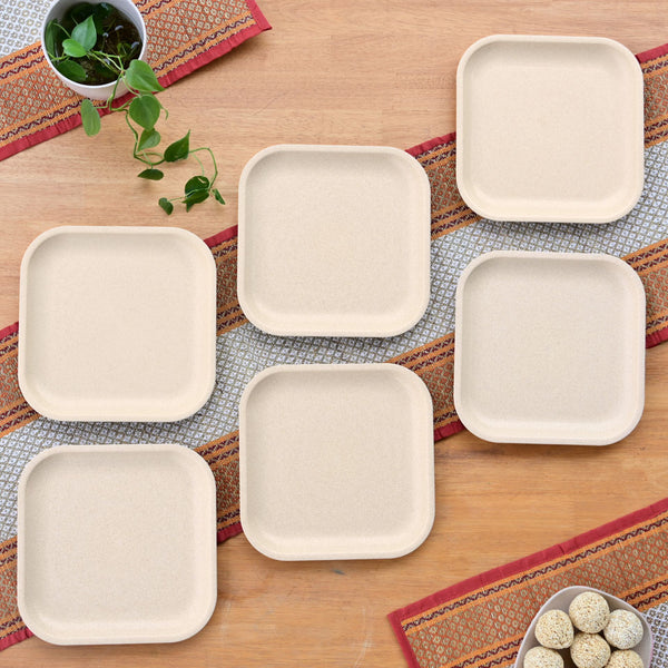 Snack Plates 8 inch set of 6 | Earth friendly Unbreakable Plates Made with Bamboo Fibers & Rice Husk Fiber