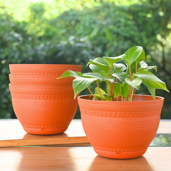 Earth-Friendly 8 inch Ripple Pots & Planters | Set of 4
