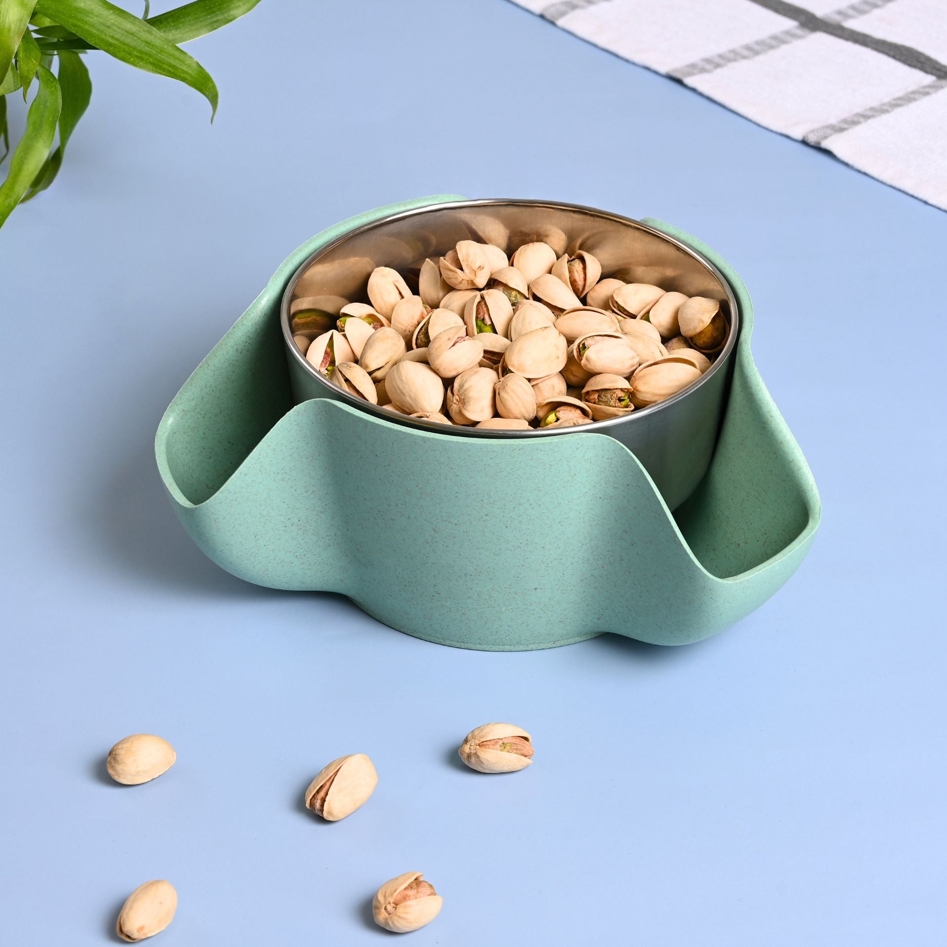 Earth Friendly Double Dish Pistachio Serving Bowls | Set of 1