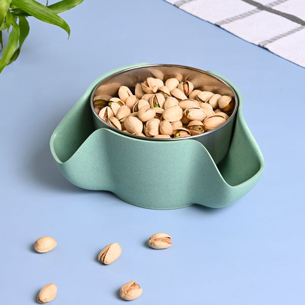 Earth Friendly Double Dish Pistachio Serving Bowls | Set of 1