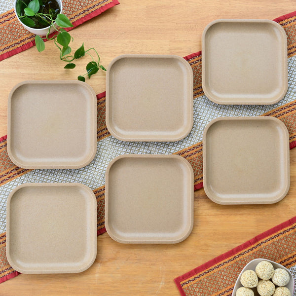 Snack Plates 8 inch set of 6 | Earth friendly Unbreakable Plates Made with Bamboo Fibers & Rice Husk Fiber