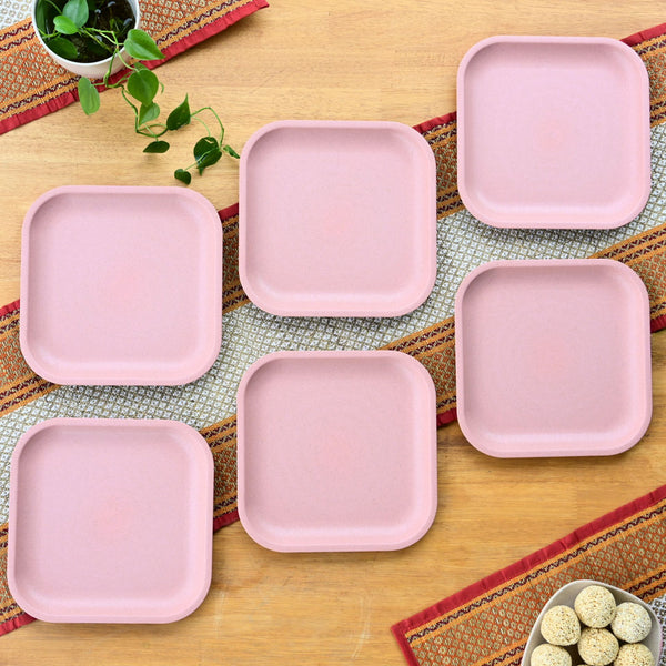 Snack Plates 8 inch set of 6 | Earth friendly Unbreakable Plates Made with Bamboo Fibers & Rice Husk Fiber