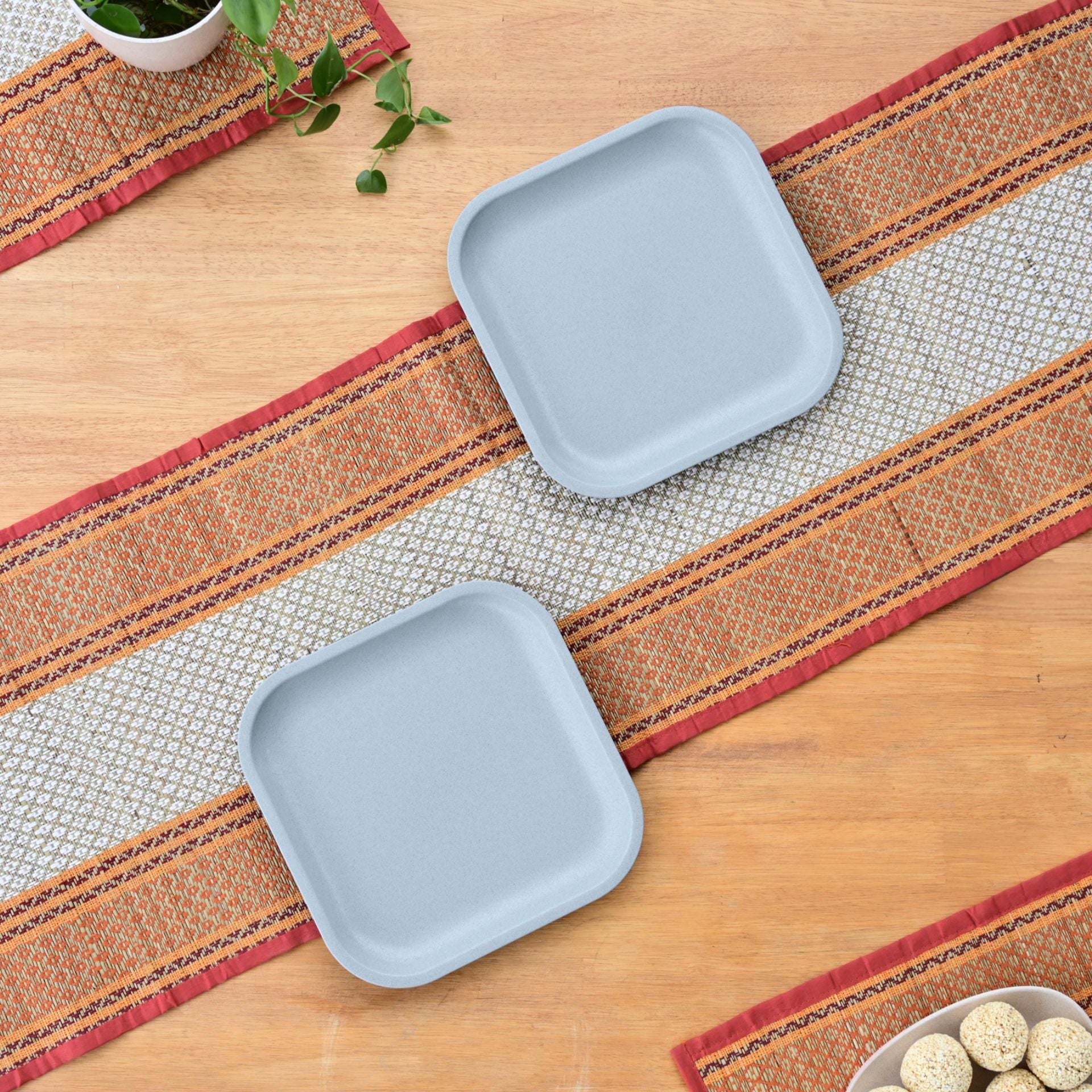 Snack Plates 8 inch set of 2 | Earth friendly Unbreakable Plates Made with Bamboo Fibers & Rice Husk Fiber