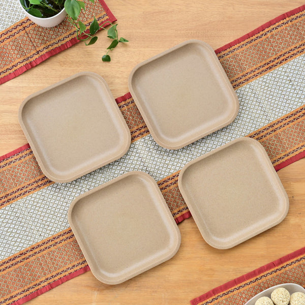 Snack Plates 8 inch set of 4 | Earth friendly Unbreakable Plates Made with Bamboo Fibers & Rice Husk Fiber