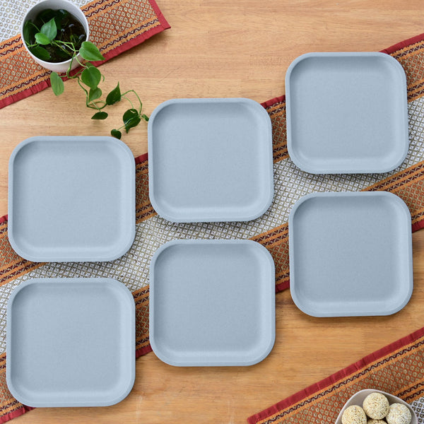 Snack Plates 8 inch set of 6 | Earth friendly Unbreakable Plates Made with Bamboo Fibers & Rice Husk Fiber