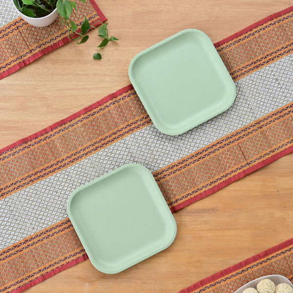 Snack Plates 8 inch set of 2 | Earth friendly Unbreakable Plates Made with Bamboo Fibers & Rice Husk Fiber