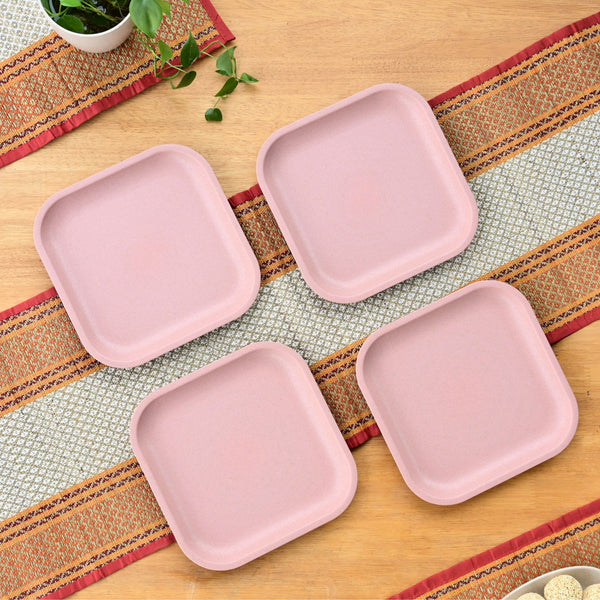 Snack Plates 8 inch set of 4 | Earth friendly Unbreakable Plates Made with Bamboo Fibers & Rice Husk Fiber