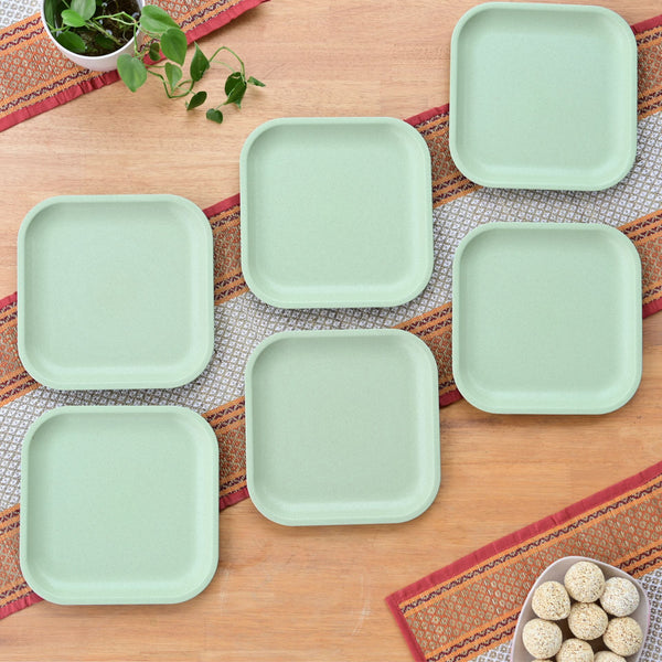 Snack Plates 8 inch set of 6 | Earth friendly Unbreakable Plates Made with Bamboo Fibers & Rice Husk Fiber