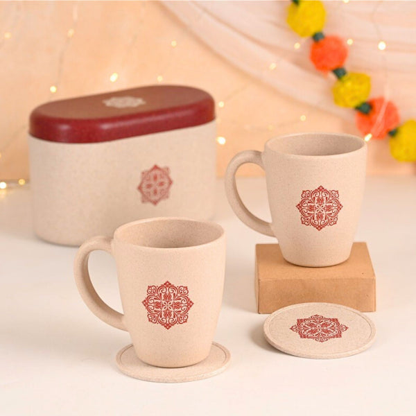 Earth Friendly Gifts | Mandala Printed Mug and Coasters Set of 2
