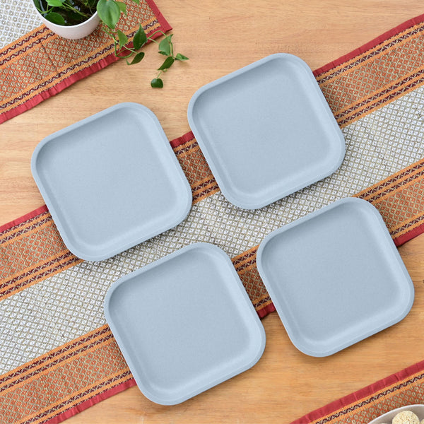 Snack Plates 8 inch set of 4 | Earth friendly Unbreakable Plates Made with Bamboo Fibers & Rice Husk Fiber