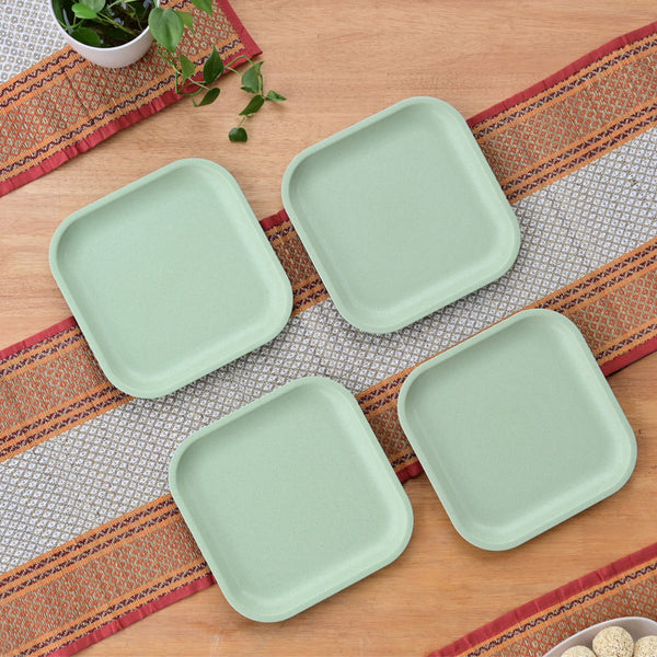 Snack Plates 8 inch set of 4 | Earth friendly Unbreakable Plates Made with Bamboo Fibers & Rice Husk Fiber