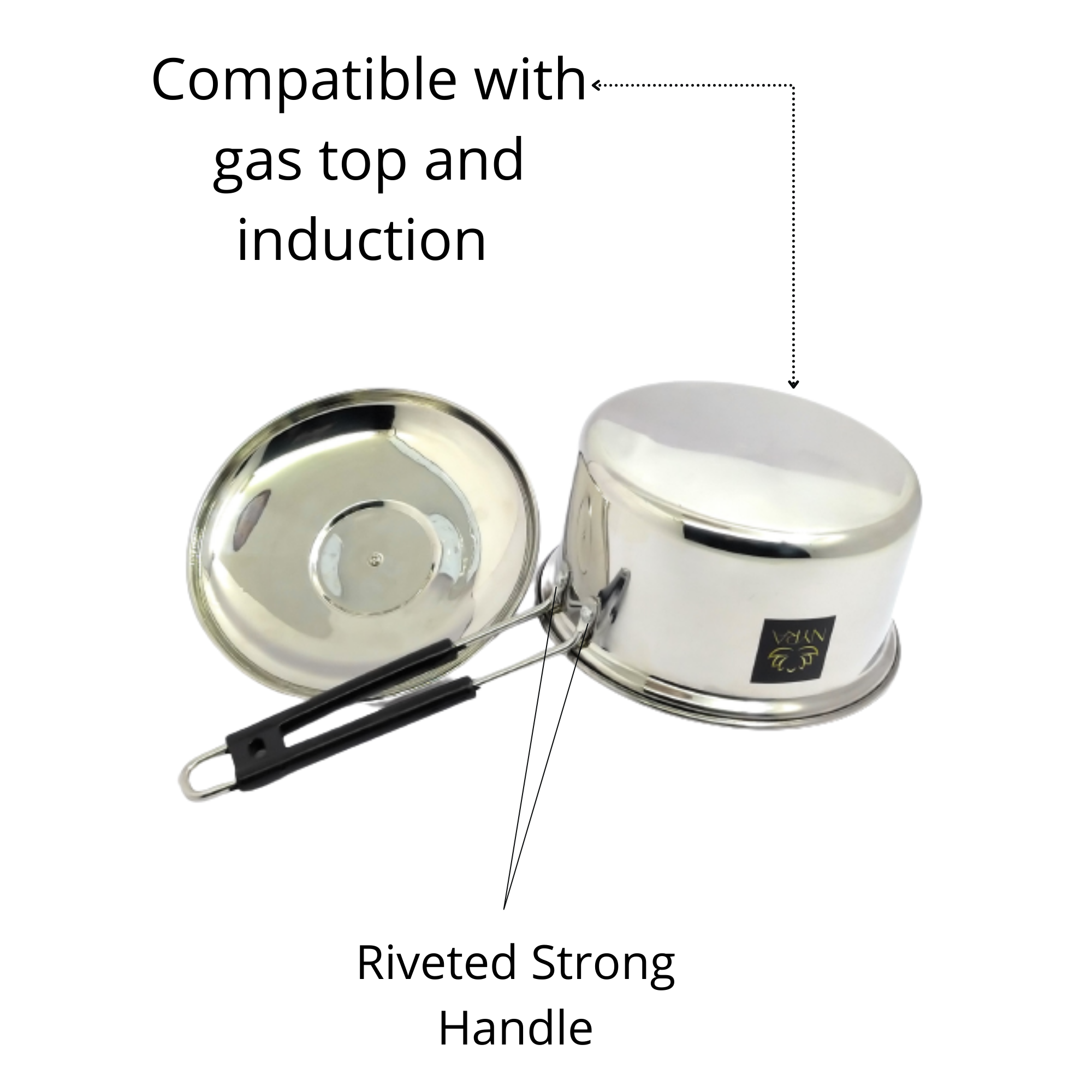 Stainless Steel Saucepan with Lid and PVC Sturdy Handle