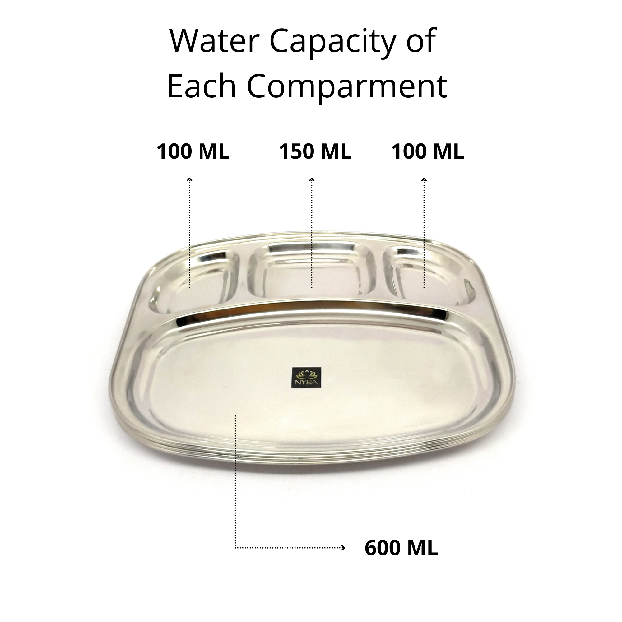 Stainless-Steel rectangle-shaped Bhojan Thali