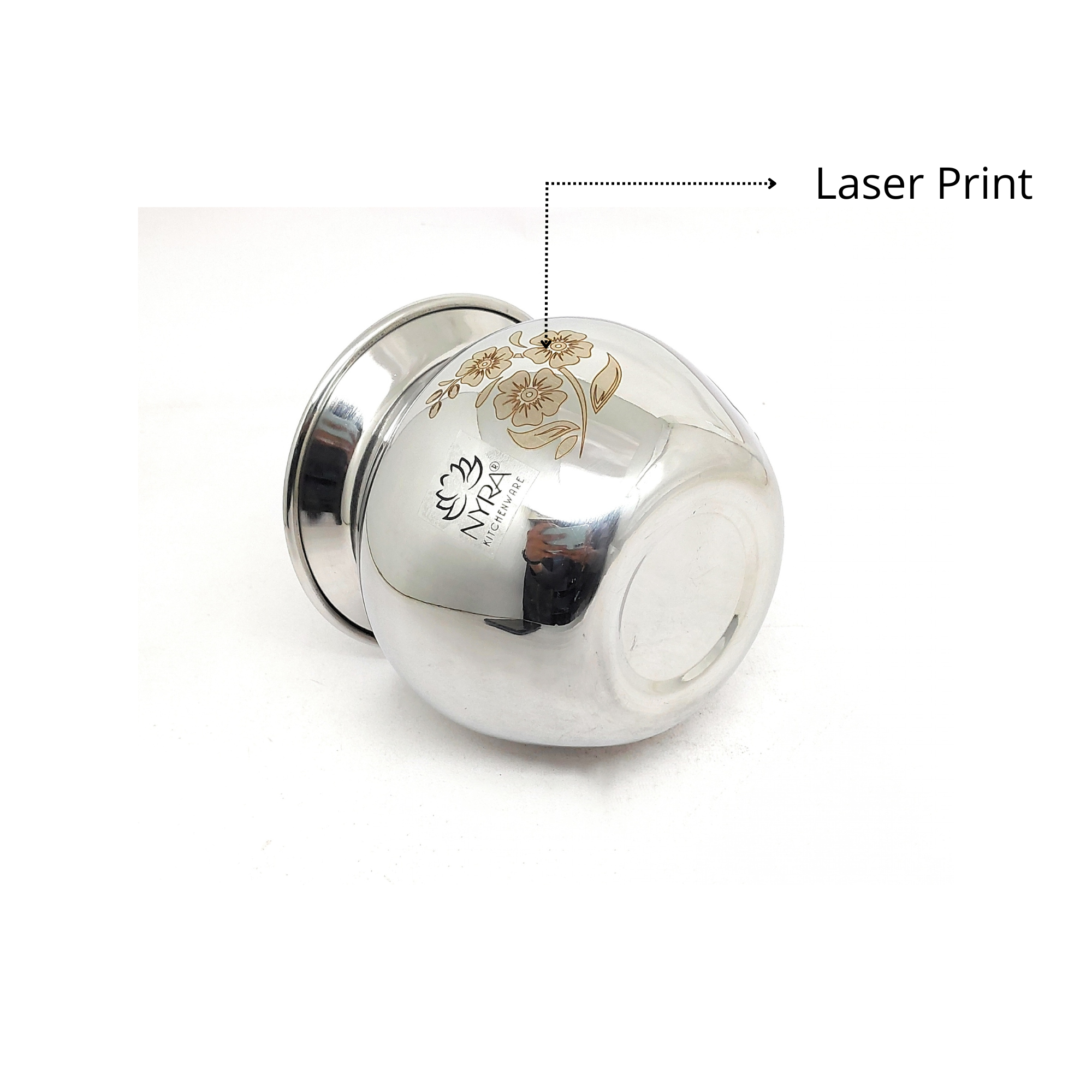 Laser printed Stainless Steel Laser Printed Lota 