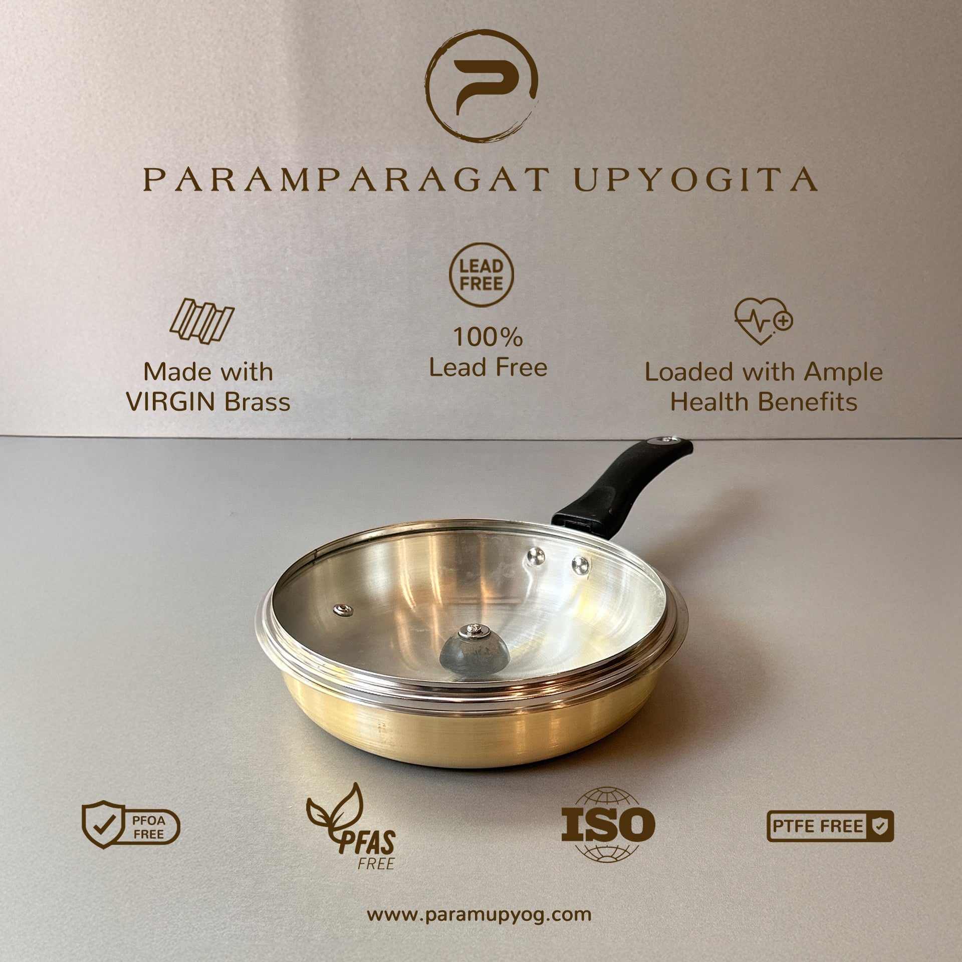 Paramparagat Upyogita Chaitanya Brass Frying Pan 1.5 Liters