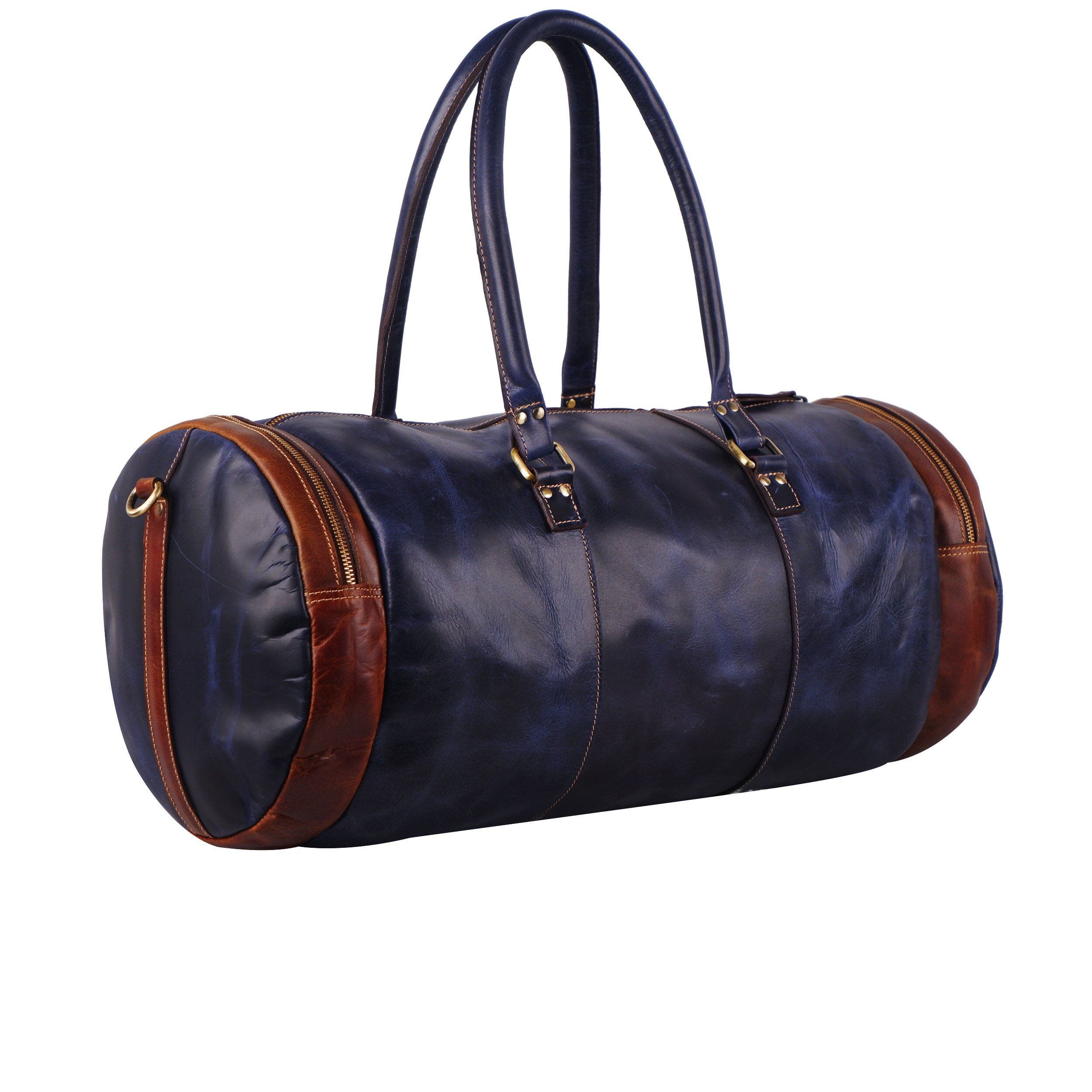 Blue Round Duffel Classy Leather Bags Bags