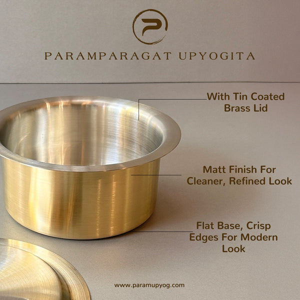 Paramparagat Upyogita Chaitanya Brass Tope (Bhagona) 1.5Ltr. With Lid