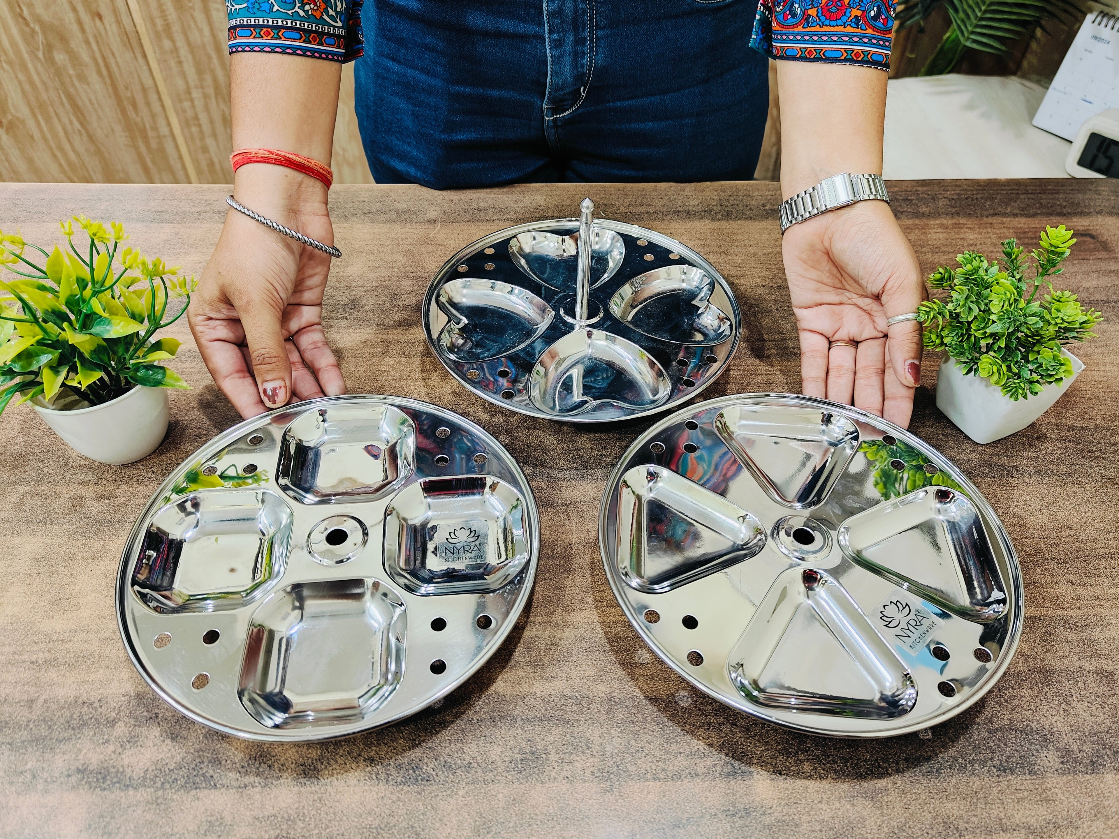 Stainless Steel 3-Plate Fancy Idly Stand