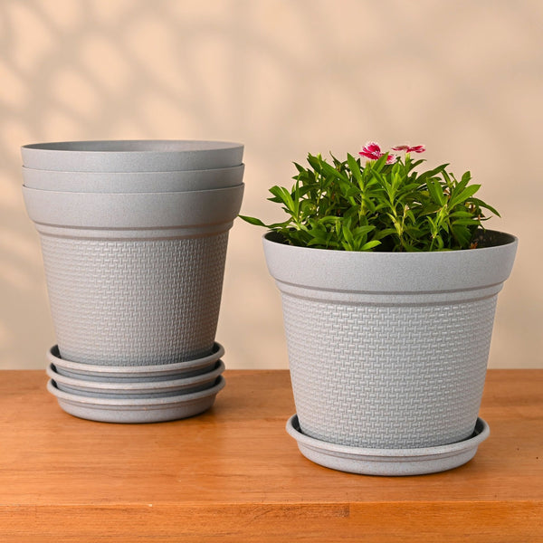 Earth-Friendly Planters Aura 8 Inch set of 4 | Bamboo Based Pots and Planters