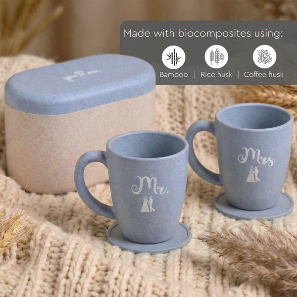 Earth Friendly Mr & Mrs Coffee Mugs For Couple | 300 ml