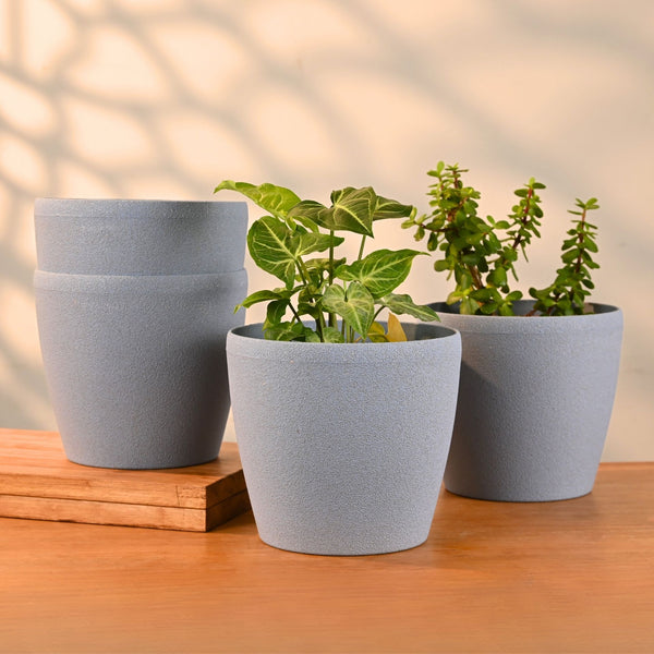 Earth-Friendly Deco Self Watering Planters 7 Inch set of 4 | Bamboo Based Pots and Planters