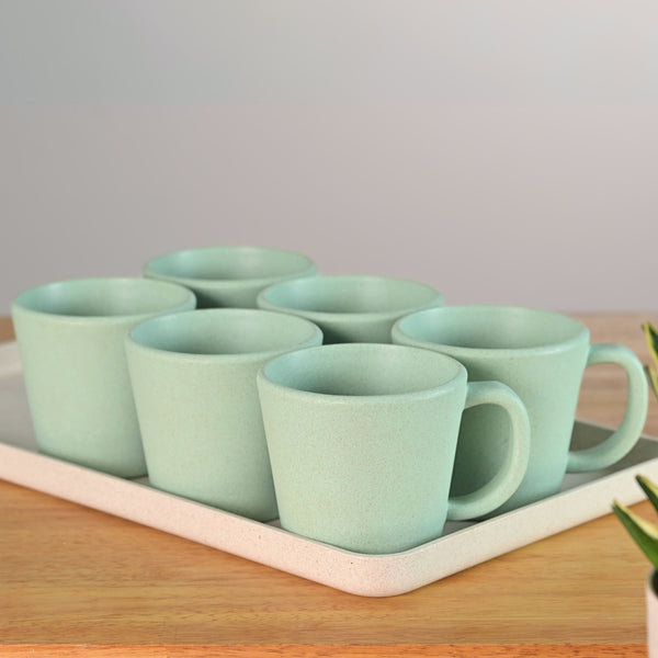 Earth friendly Majestic Mug 375 ml set of 6 | Eha Unbreakable mugs Made with Rice Husk & Bamboo Fibers