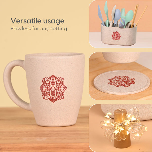 Earth Friendly Gifts | Mandala Printed Mug and Coasters Set of 2