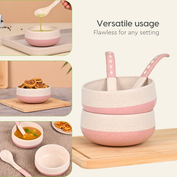 Soup Bowl 250 ml set of 6 | Earth friendly Unbreakable bowls with Spoon
