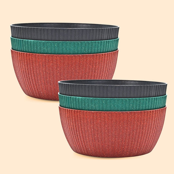 Earth Friendly Planters Nature nest Round 12 Inch set of 6 | Bamboo Based Pots and Planters