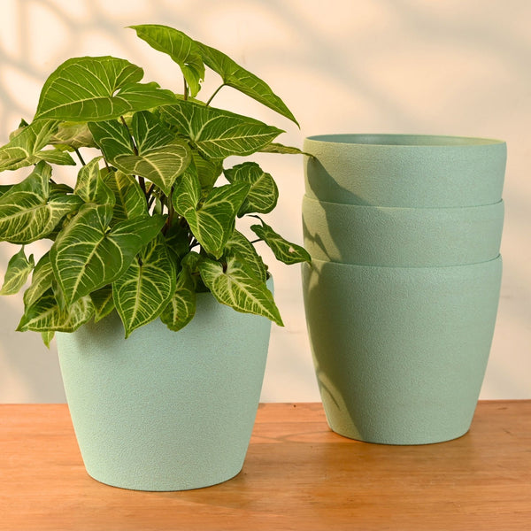 Earth-Friendly Deco Self Watering Planters 9 Inch set of 4 | Bamboo Based Pots and Planters