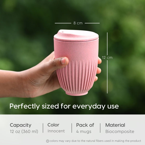 Retro Coffee Mug with Lid – Set of 4 | 350 ml