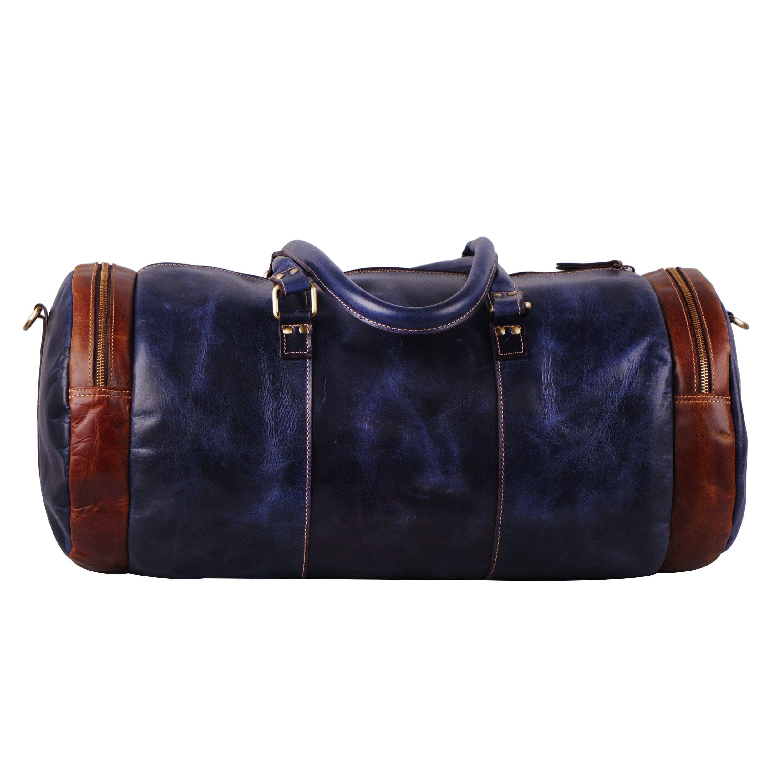 Blue Round Duffel Classy Leather Bags Bags