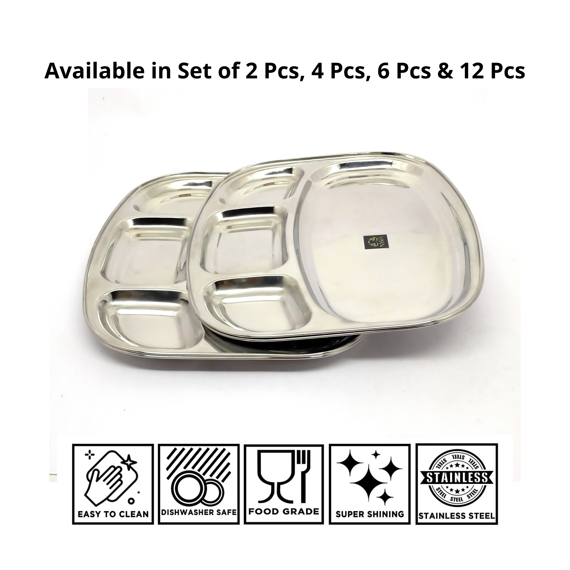 Stainless-Steel rectangle-shaped Bhojan Thali