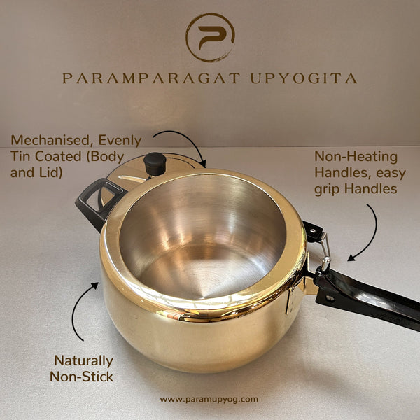 Paramparagat Upyogita Chaitanya Anant Brass Pressure Cooker 5 Liters