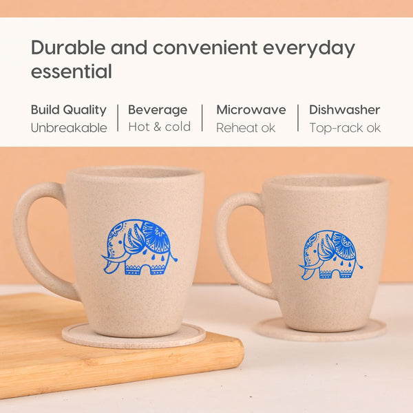 Earth Friendly Gifts | Elephant Printed Mug and Coasters Set of 2