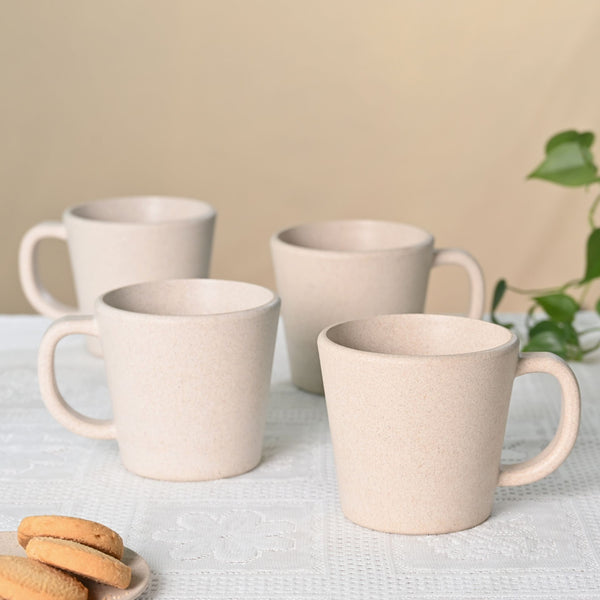 Earth friendly Majestic Mug 375 ml set of 4 | Eha Unbreakable mugs Made with Rice Husk & Bamboo Fibers