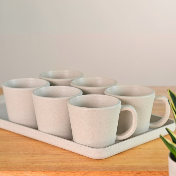 Earth friendly Majestic Mug 375 ml set of 6 | Eha Unbreakable mugs Made with Rice Husk & Bamboo Fibers