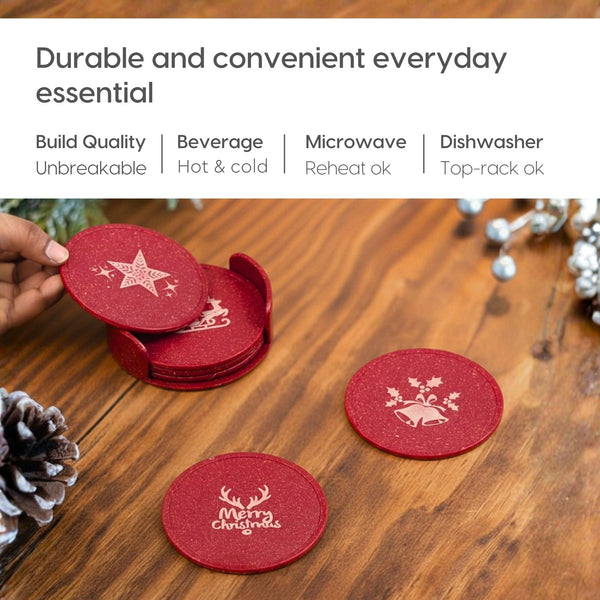 Earth Friendly Dockie Stand & Printed Coasters Set of 6 | Christmas Gifting