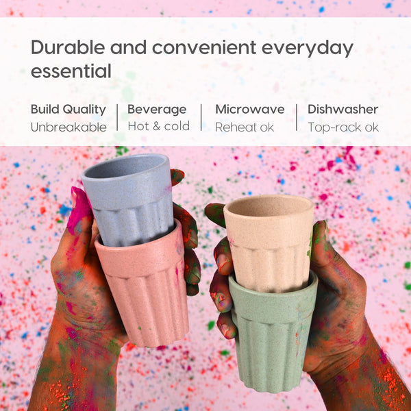 Earth Friendly Cutting Chai Cups with Holi Gulal 2 x 50g | 100 ml Cutting Chai Cup Set of 4