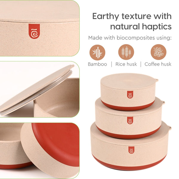 Earth Friendly Terravo Storage Containers For Kitchen | 2200 ml, 1200ml, 600ml