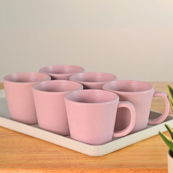 Earth friendly Majestic Mug 375 ml set of 6 | Eha Unbreakable mugs Made with Rice Husk & Bamboo Fibers