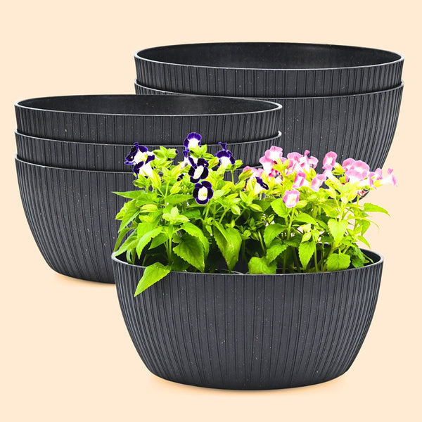 Earth Friendly Planters Nature nest Round 12 Inch set of 6 | Bamboo Based Pots and Planters