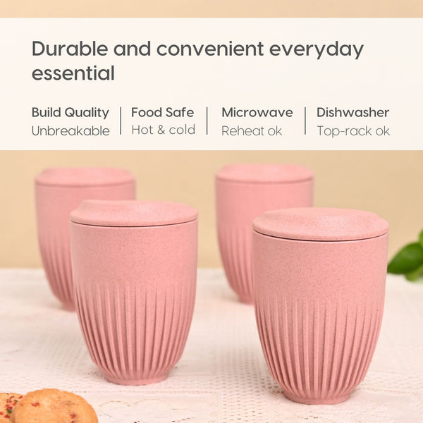 Retro Coffee Mug with Lid – Set of 4 | 350 ml