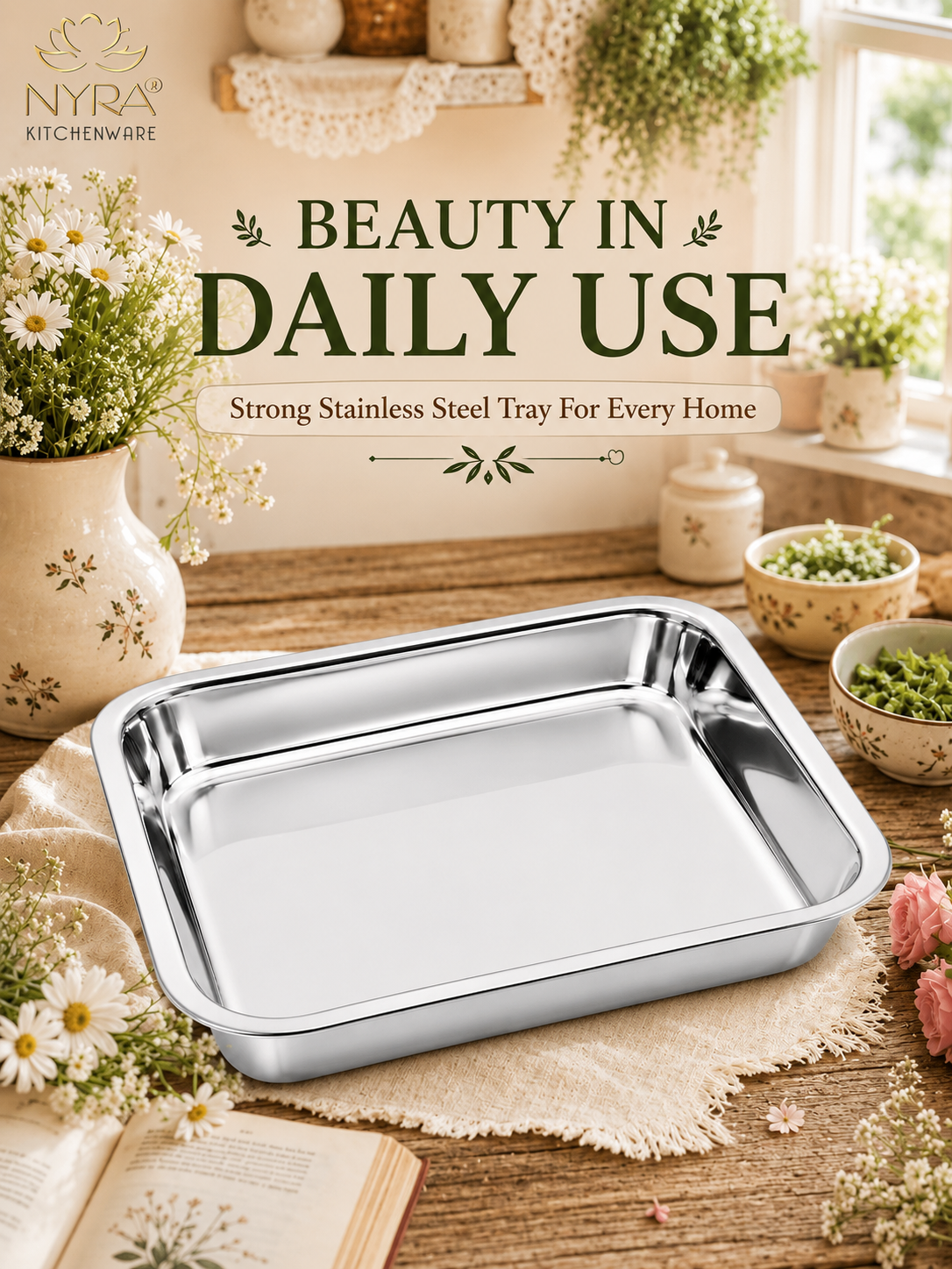 Stainless Steel Storing & Serving Tray – Multipurpose Trays for Serving Sweets & Snacks