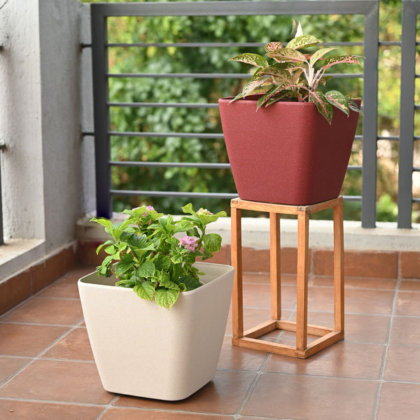 Earth-Friendly Daisy Self Watering Planters 12 Inch set of 2 | Wheeled Planter