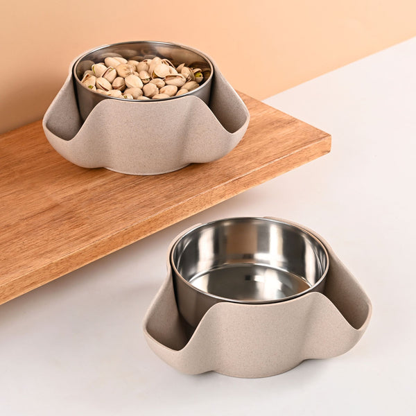 Earth Friendly Double Dish Pistachio Serving Bowls | Set of 2