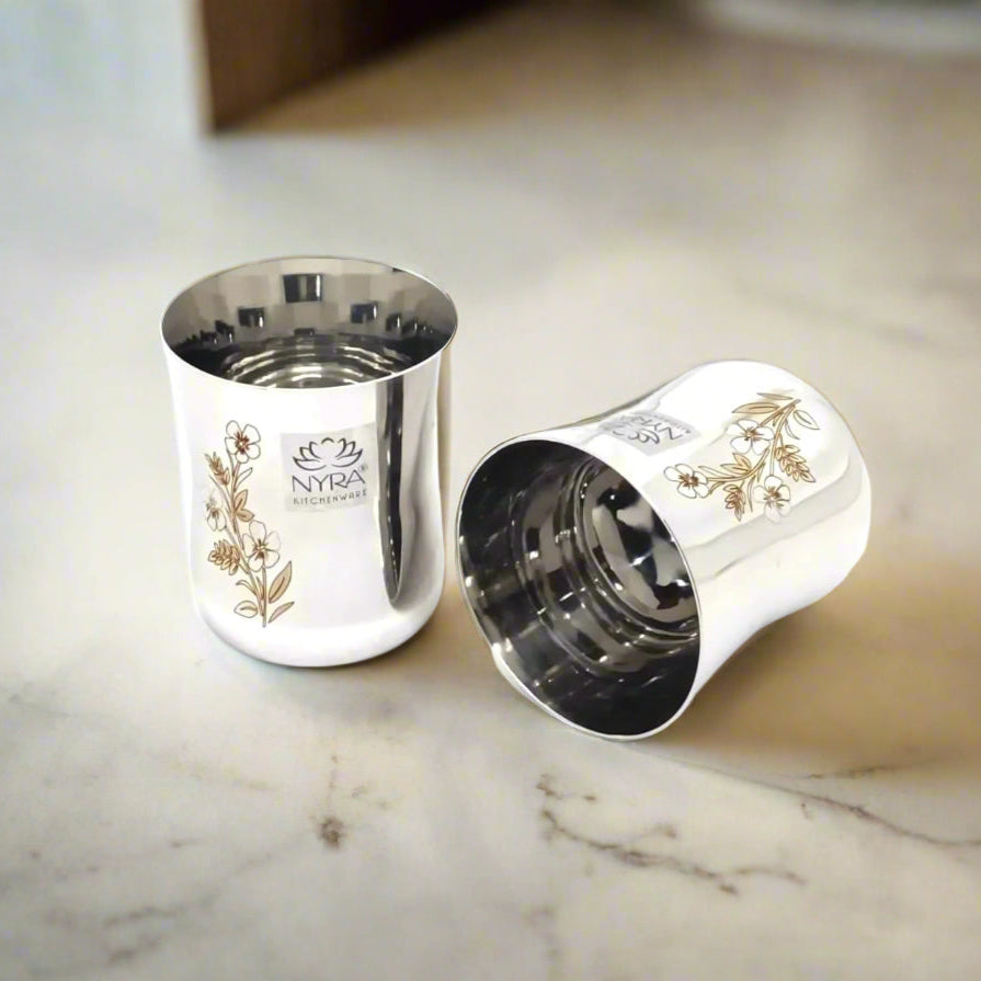  Steel Laser-Printed Goblet Glass Set