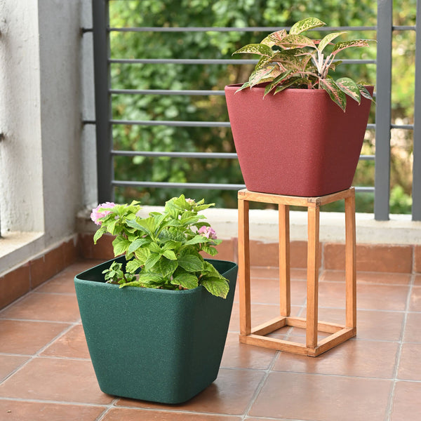 Earth-Friendly Daisy Self Watering Planters 12 Inch set of 2 | Wheeled Planter